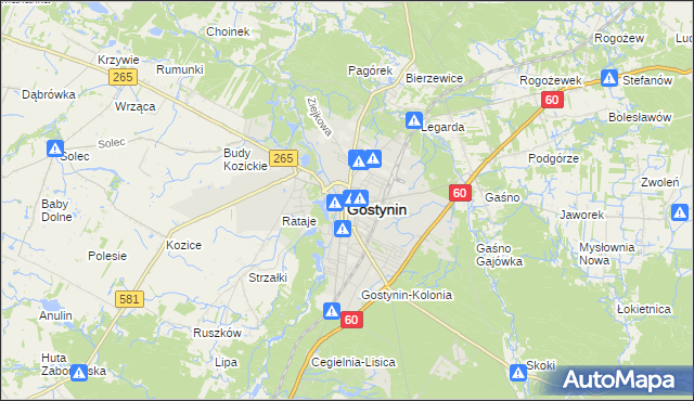 mapa Gostynin, Gostynin na mapie Targeo