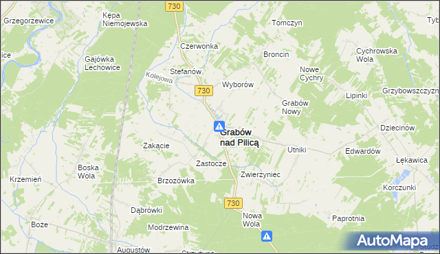mapa Grabów nad Pilicą, Grabów nad Pilicą na mapie Targeo