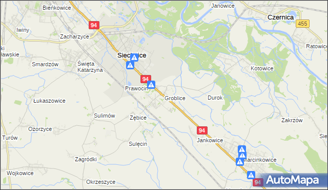 mapa Groblice, Groblice na mapie Targeo