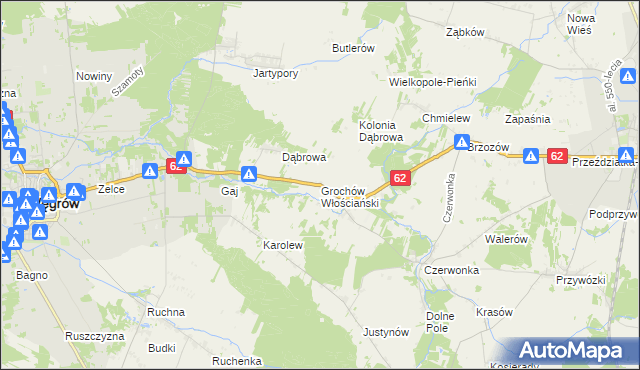 mapa Grochów Włościański, Grochów Włościański na mapie Targeo