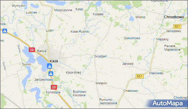 mapa Grodzeń, Grodzeń na mapie Targeo