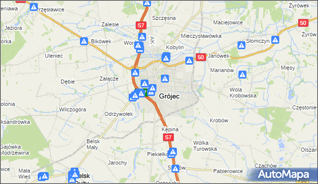 mapa Grójec, Grójec na mapie Targeo