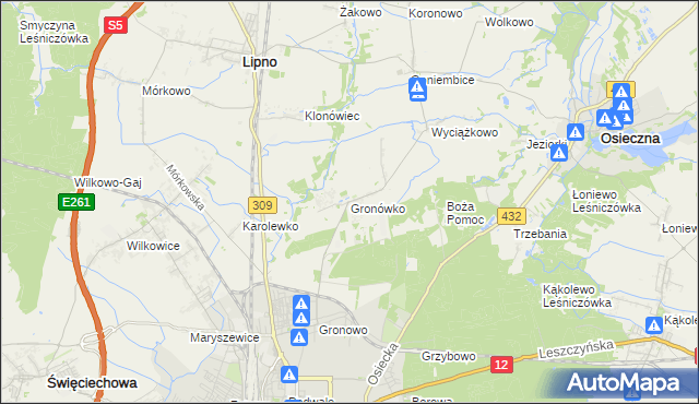 mapa Gronówko gmina Lipno, Gronówko gmina Lipno na mapie Targeo