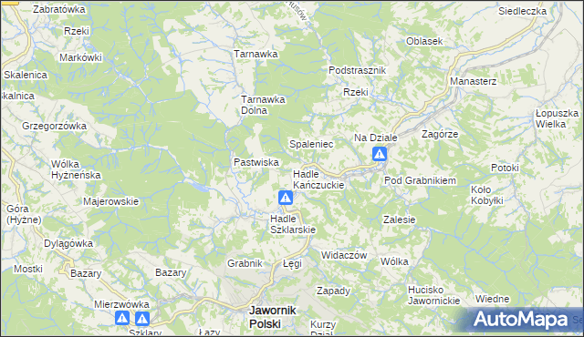 mapa Hadle Kańczuckie, Hadle Kańczuckie na mapie Targeo