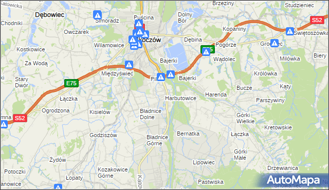 mapa Harbutowice gmina Skoczów, Harbutowice gmina Skoczów na mapie Targeo