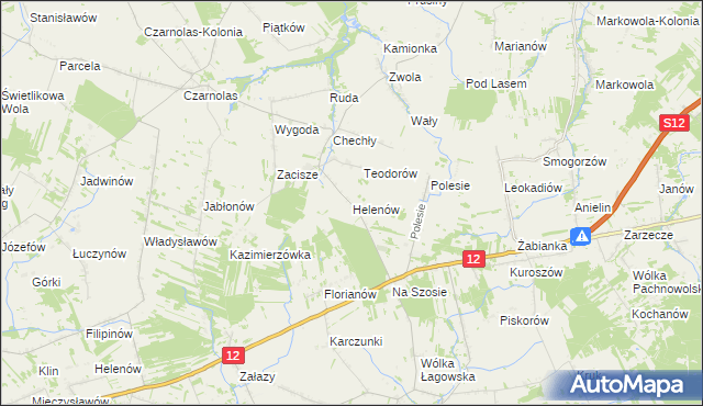 mapa Helenów gmina Policzna, Helenów gmina Policzna na mapie Targeo