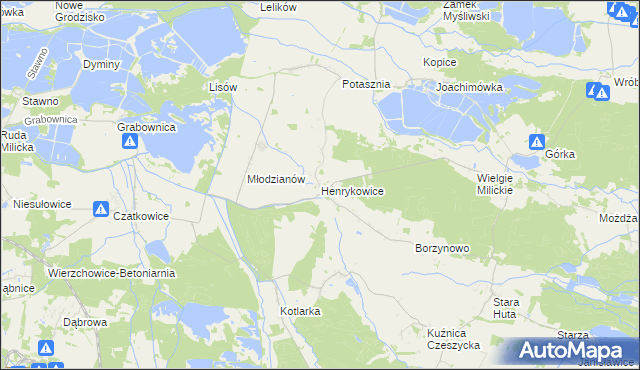 mapa Henrykowice, Henrykowice na mapie Targeo