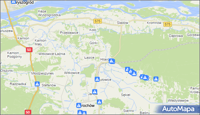mapa Hilarów gmina Brochów, Hilarów gmina Brochów na mapie Targeo