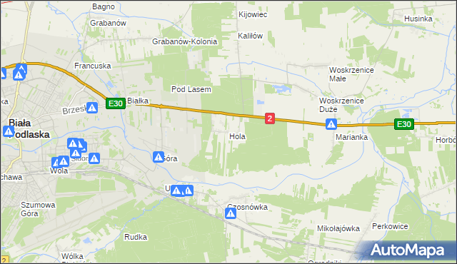 mapa Hola gmina Biała Podlaska, Hola gmina Biała Podlaska na mapie Targeo