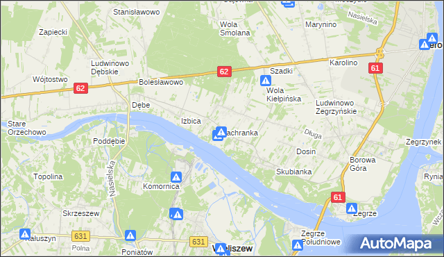 mapa Jachranka, Jachranka na mapie Targeo