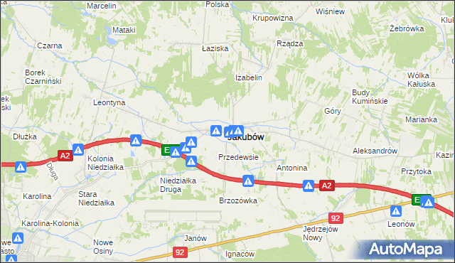 mapa Jakubów powiat miński, Jakubów powiat miński na mapie Targeo