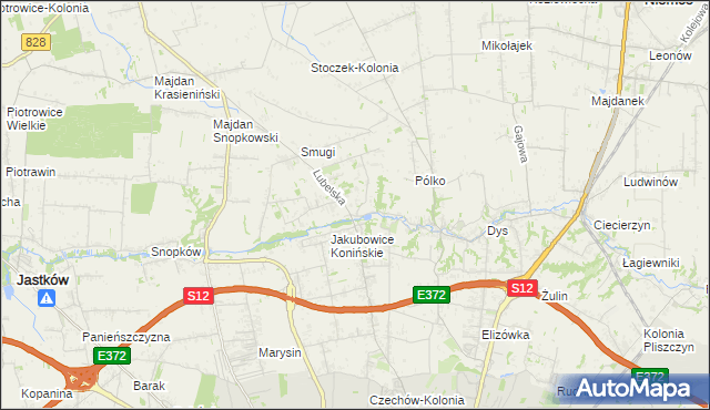 mapa Jakubowice Konińskie-Kolonia, Jakubowice Konińskie-Kolonia na mapie Targeo