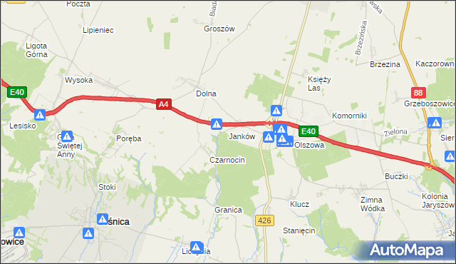 mapa Janków gmina Ujazd, Janków gmina Ujazd na mapie Targeo