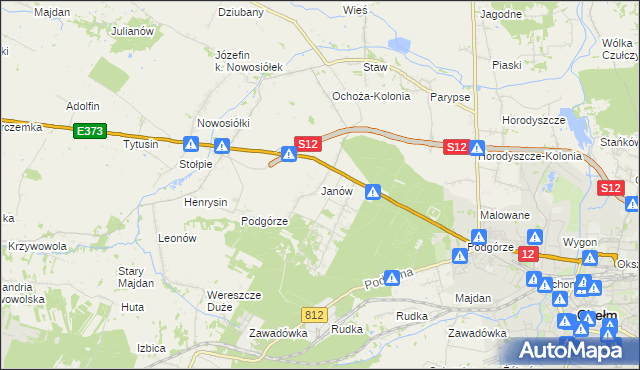 mapa Janów gmina Chełm, Janów gmina Chełm na mapie Targeo