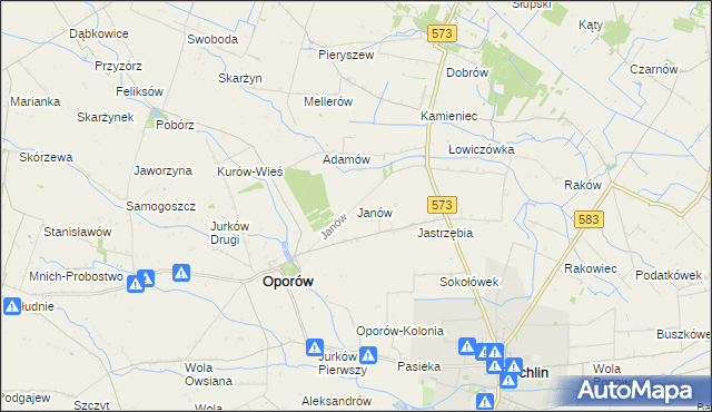 mapa Janów gmina Oporów, Janów gmina Oporów na mapie Targeo
