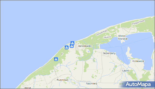 mapa Jarosławiec gmina Postomino, Jarosławiec gmina Postomino na mapie Targeo