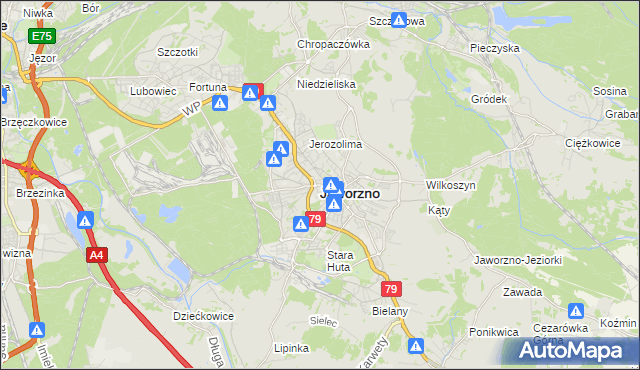 mapa Jaworzno, Jaworzno na mapie Targeo