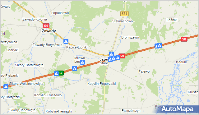 mapa Jeżewo Stare, Jeżewo Stare na mapie Targeo