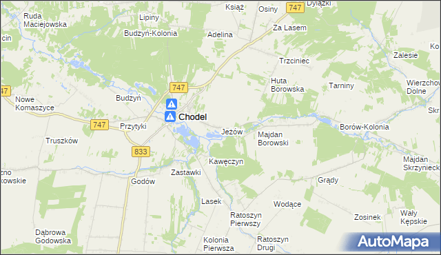 mapa Jeżów gmina Chodel, Jeżów gmina Chodel na mapie Targeo