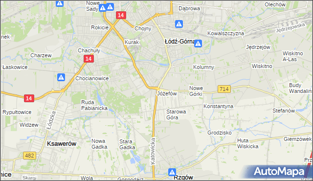 mapa Józefów gmina Łódź, Józefów gmina Łódź na mapie Targeo