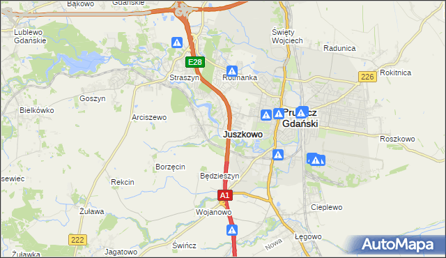 mapa Juszkowo, Juszkowo na mapie Targeo