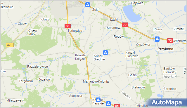 mapa Kaczki Średnie, Kaczki Średnie na mapie Targeo