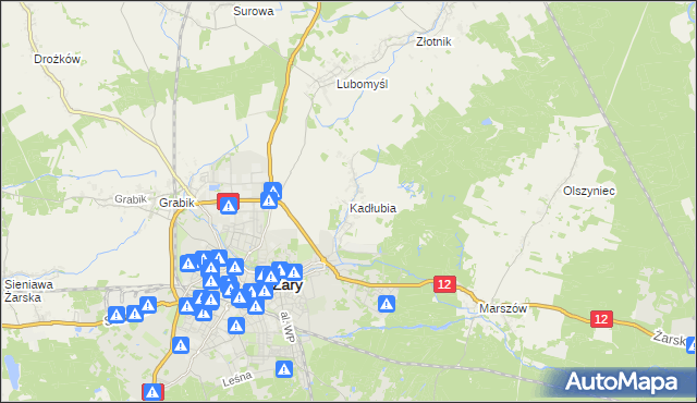 mapa Kadłubia, Kadłubia na mapie Targeo