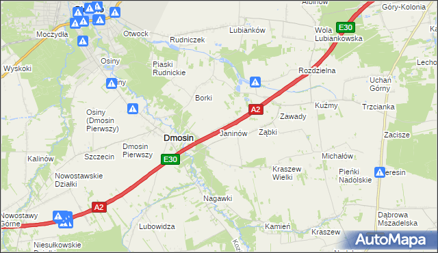 mapa Kałęczew gmina Dmosin, Kałęczew gmina Dmosin na mapie Targeo