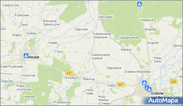 mapa Kaliszkowice Kaliskie, Kaliszkowice Kaliskie na mapie Targeo