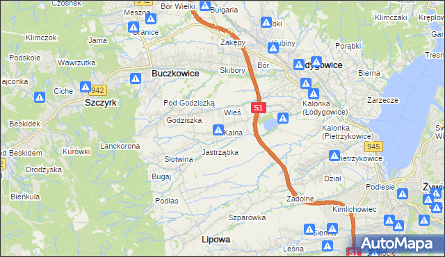 mapa Kalna, Kalna na mapie Targeo