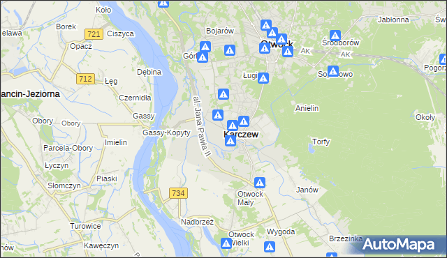 mapa Karczew powiat otwocki, Karczew powiat otwocki na mapie Targeo