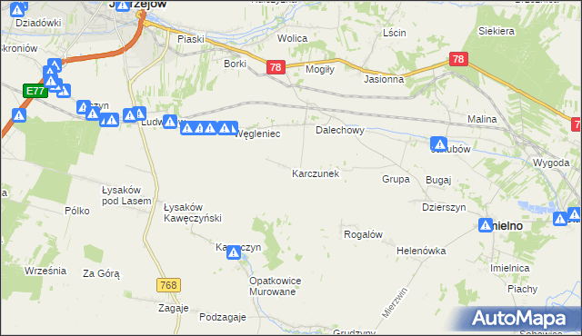 mapa Karczunek gmina Imielno, Karczunek gmina Imielno na mapie Targeo