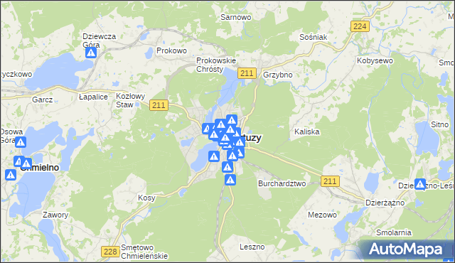 mapa Kartuzy, Kartuzy na mapie Targeo