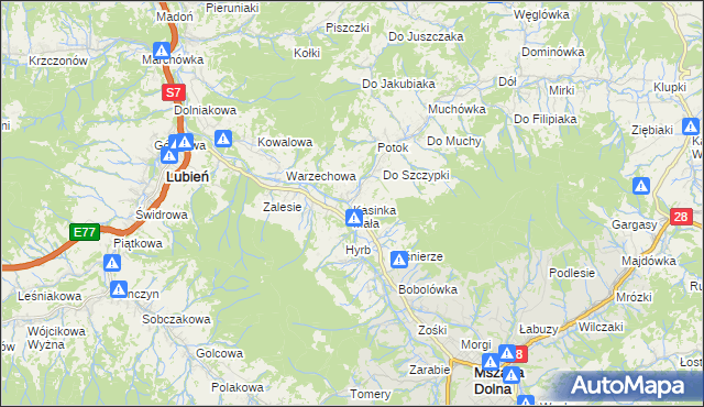 mapa Kasinka Mała, Kasinka Mała na mapie Targeo