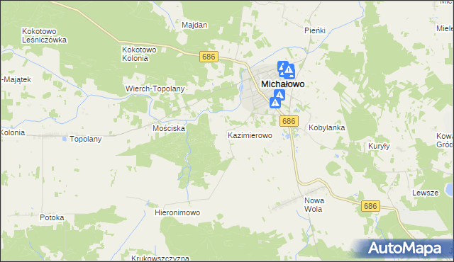 mapa Kazimierowo gmina Michałowo, Kazimierowo gmina Michałowo na mapie Targeo