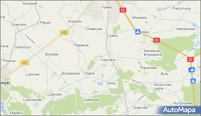 mapa Kaźmierki, Kaźmierki na mapie Targeo