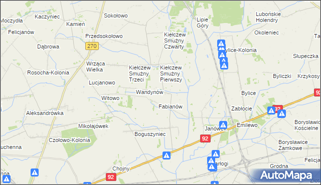 mapa Kiełczew Górny, Kiełczew Górny na mapie Targeo