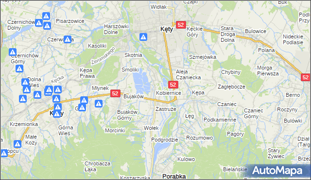 mapa Kobiernice, Kobiernice na mapie Targeo