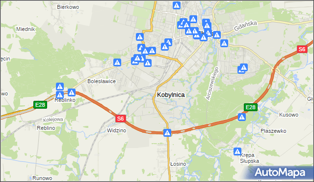 mapa Kobylnica powiat słupski, Kobylnica powiat słupski na mapie Targeo