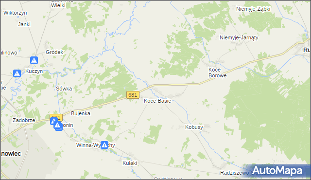 mapa Koce-Piskuły, Koce-Piskuły na mapie Targeo