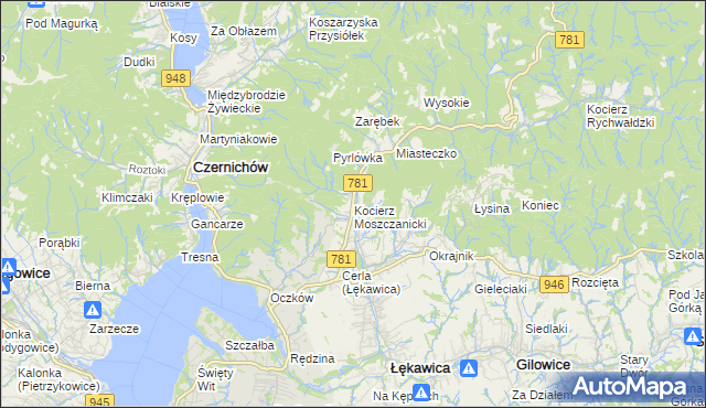 mapa Kocierz Moszczanicki, Kocierz Moszczanicki na mapie Targeo