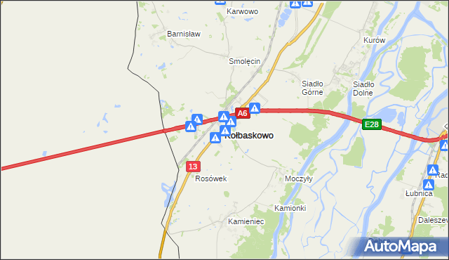 mapa Kołbaskowo, Kołbaskowo na mapie Targeo