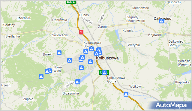 mapa Kolbuszowa, Kolbuszowa na mapie Targeo