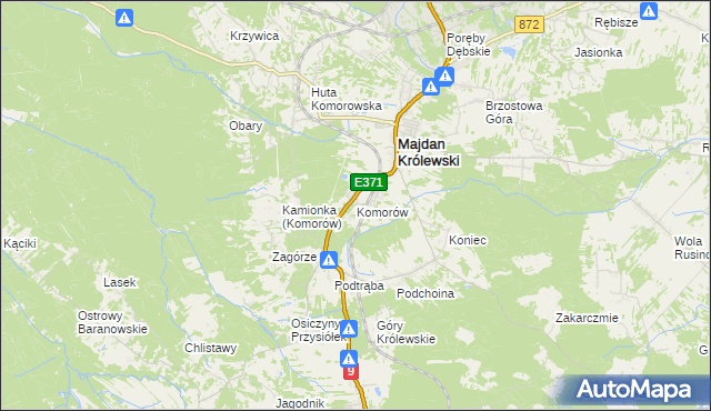 mapa Komorów gmina Majdan Królewski, Komorów gmina Majdan Królewski na mapie Targeo