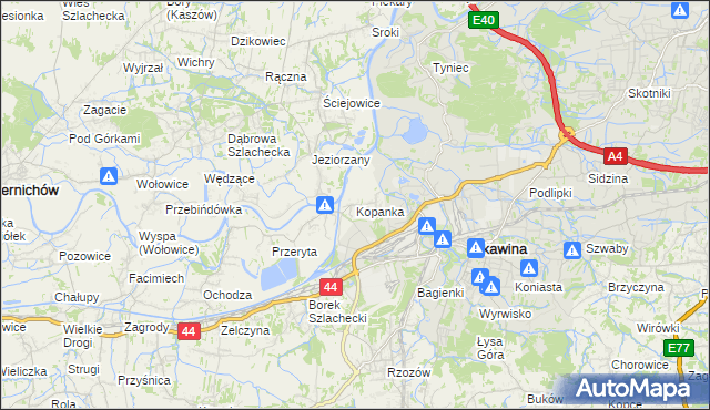 mapa Kopanka gmina Skawina, Kopanka gmina Skawina na mapie Targeo
