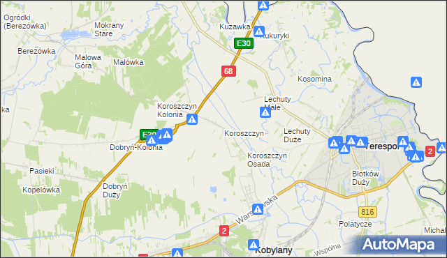 mapa Koroszczyn, Koroszczyn na mapie Targeo