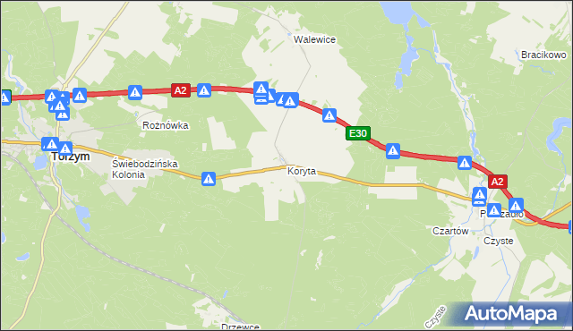 mapa Koryta gmina Torzym, Koryta gmina Torzym na mapie Targeo