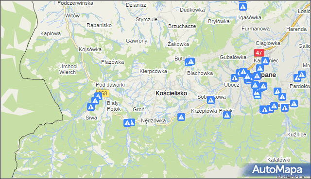 mapa Kościelisko, Kościelisko na mapie Targeo