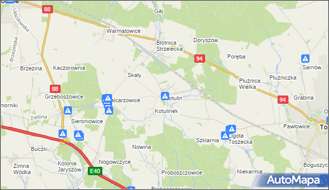 mapa Kotulin gmina Toszek, Kotulin gmina Toszek na mapie Targeo