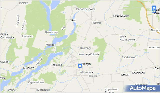 mapa Kownaty gmina Wilczyn, Kownaty gmina Wilczyn na mapie Targeo